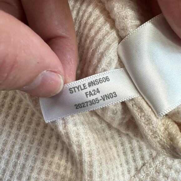 Madewell Waffle Knit Long Sleeve Crewneck Tee Pale Pink Cream M - Picture 5 of 8